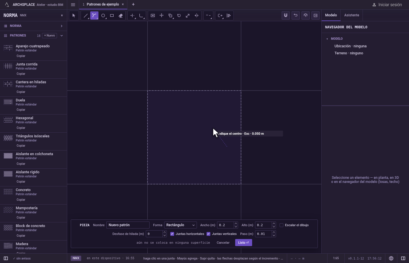 Designe el inicio. Haga clic en él, o escriba x;y y presione Enter, medido desde la esquina inferior izquierda de la pieza.