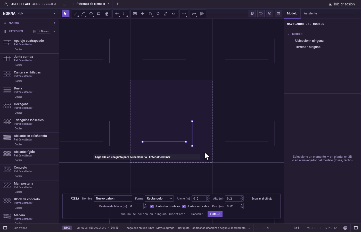 Termine. Esc descarta una junta designada en Dinámico y luego deja Longitud por Seleccionar.