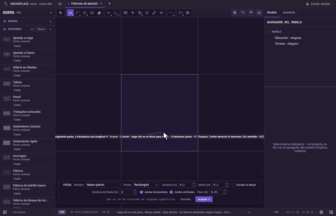 Coloque el primer punto. Haga clic dentro de la pieza, o escriba x;y y pulse Intro, medido desde la esquina inferior izquierda de la pieza.
