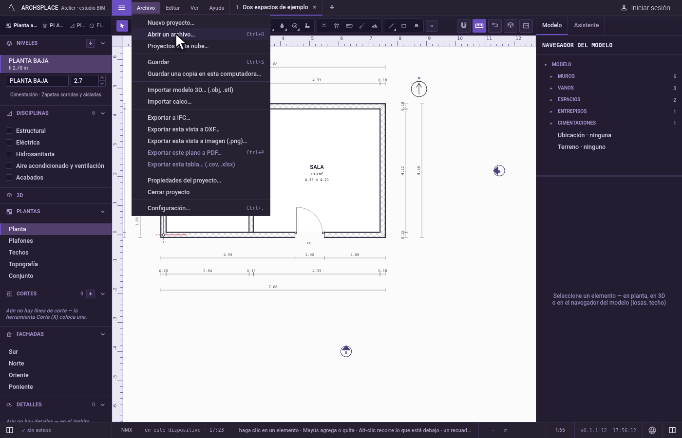 Abra el selector de archivos. Abra Archivo y haga clic en Abrir un archivo….