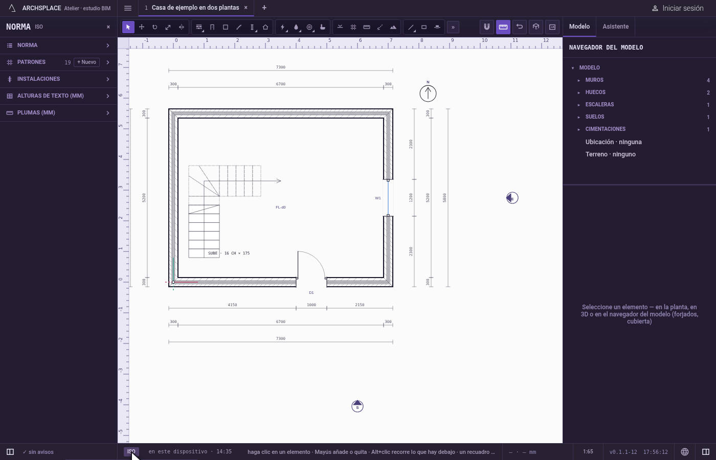 Abra el panel Norma. Haga clic en la clave de la norma en la barra de estado, como ISO.