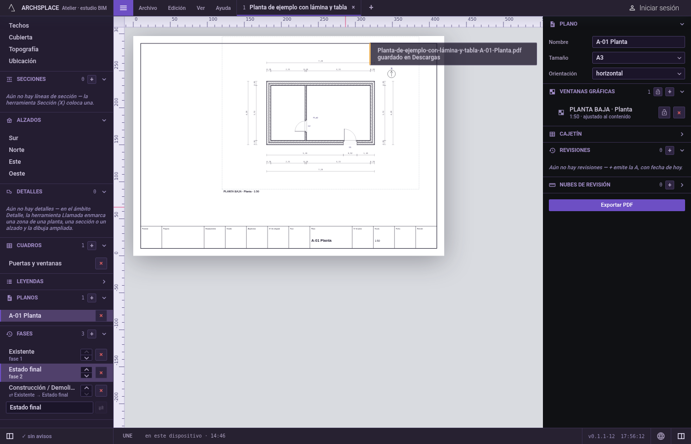 Exporte un plano. Abra un plano en la barra lateral y pulse Ctrl+P.