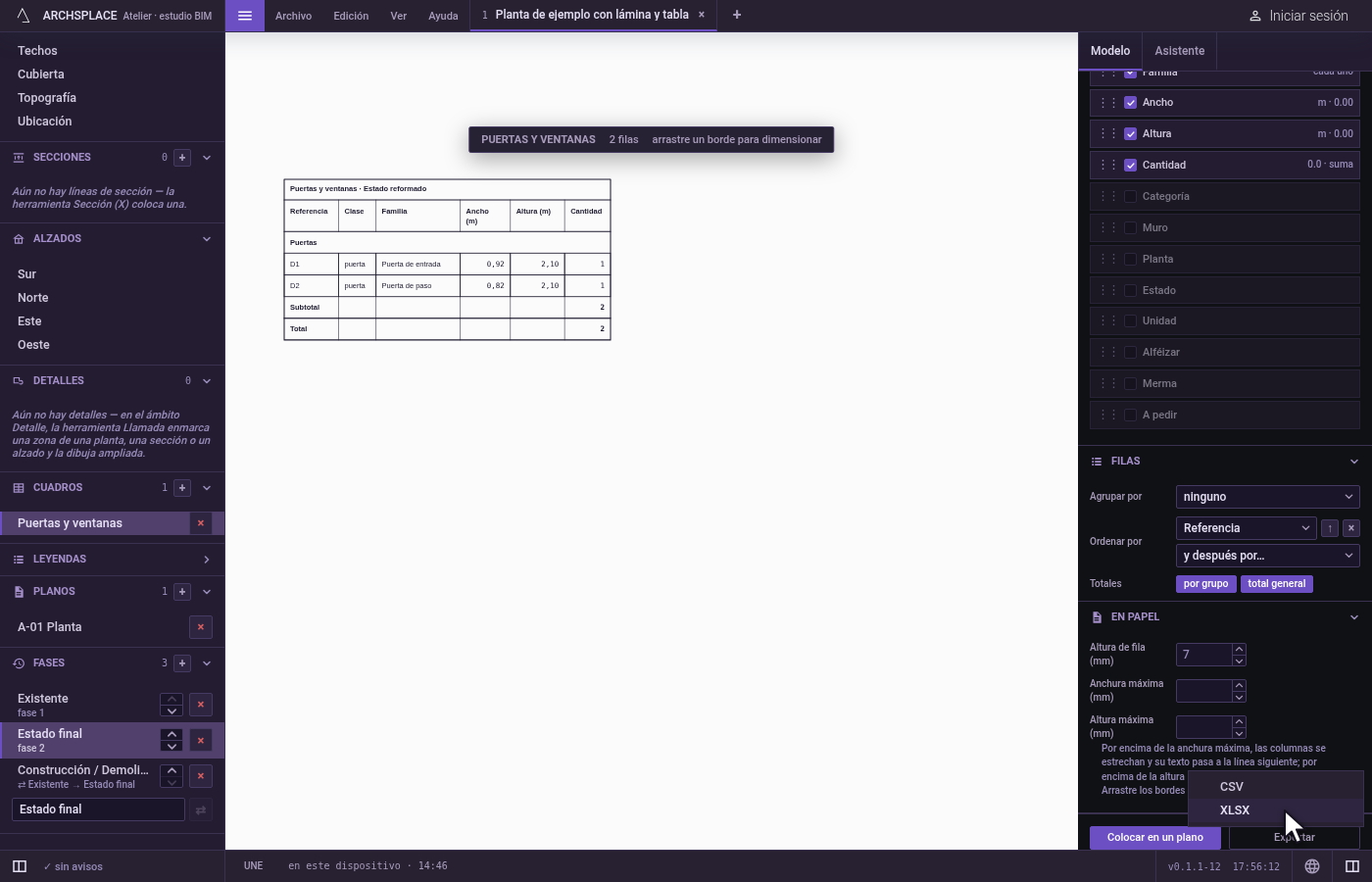 Exporte un cuadro. Abra un cuadro, abra Archivo y haga clic en Exportar este cuadro… (.csv, .xlsx).