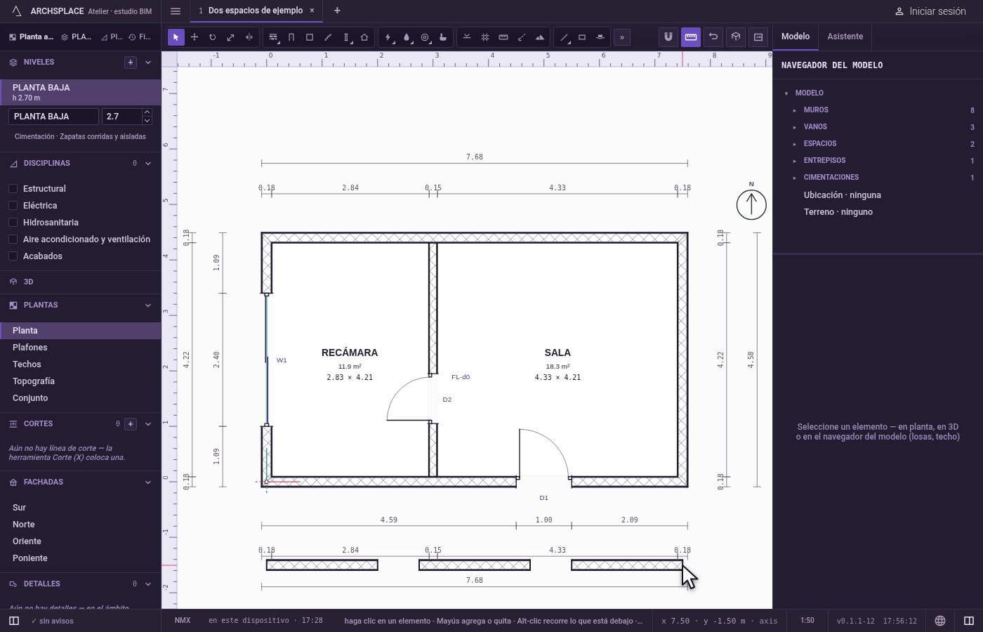 Deshaga un cambio. Trace un muro, y luego presione Ctrl+Z.