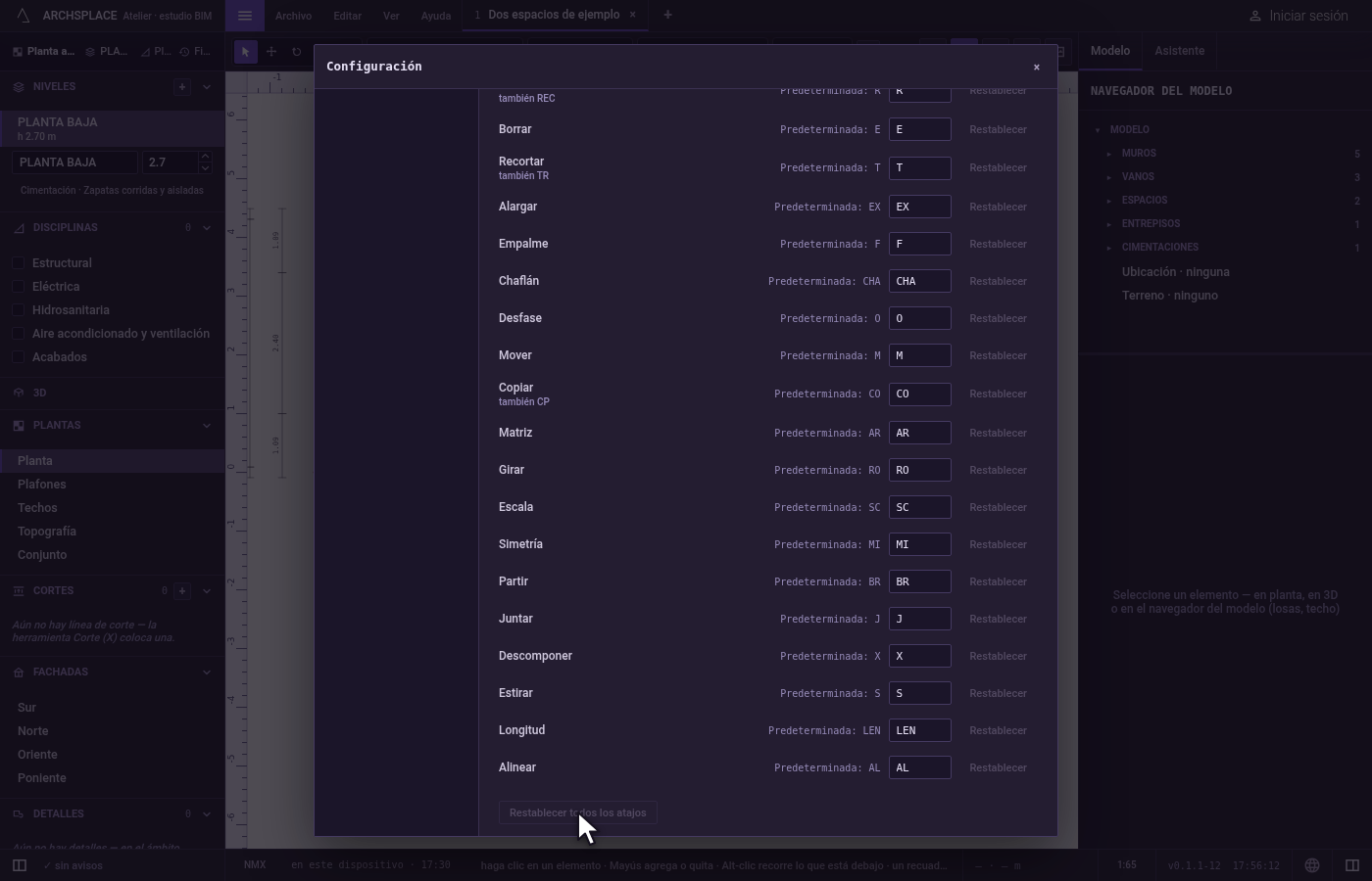 Restablezca todo. Haga clic en Restablecer todos los atajos al pie de la lista.
