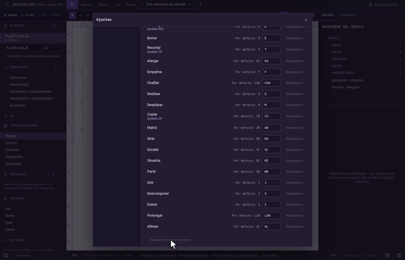 Restablézcalo todo. Haga clic en Restablecer todos los atajos al pie de la lista.