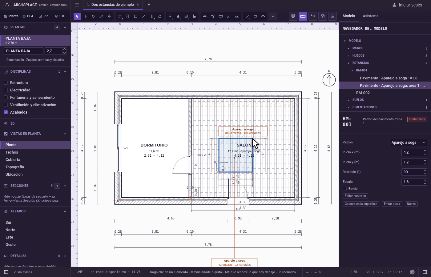 Añada una zona. En el panel de la estancia, haga clic en Añadir zona de suelo, dibuje el contorno de la zona en el editor de bocetos y haga clic en Aceptar.