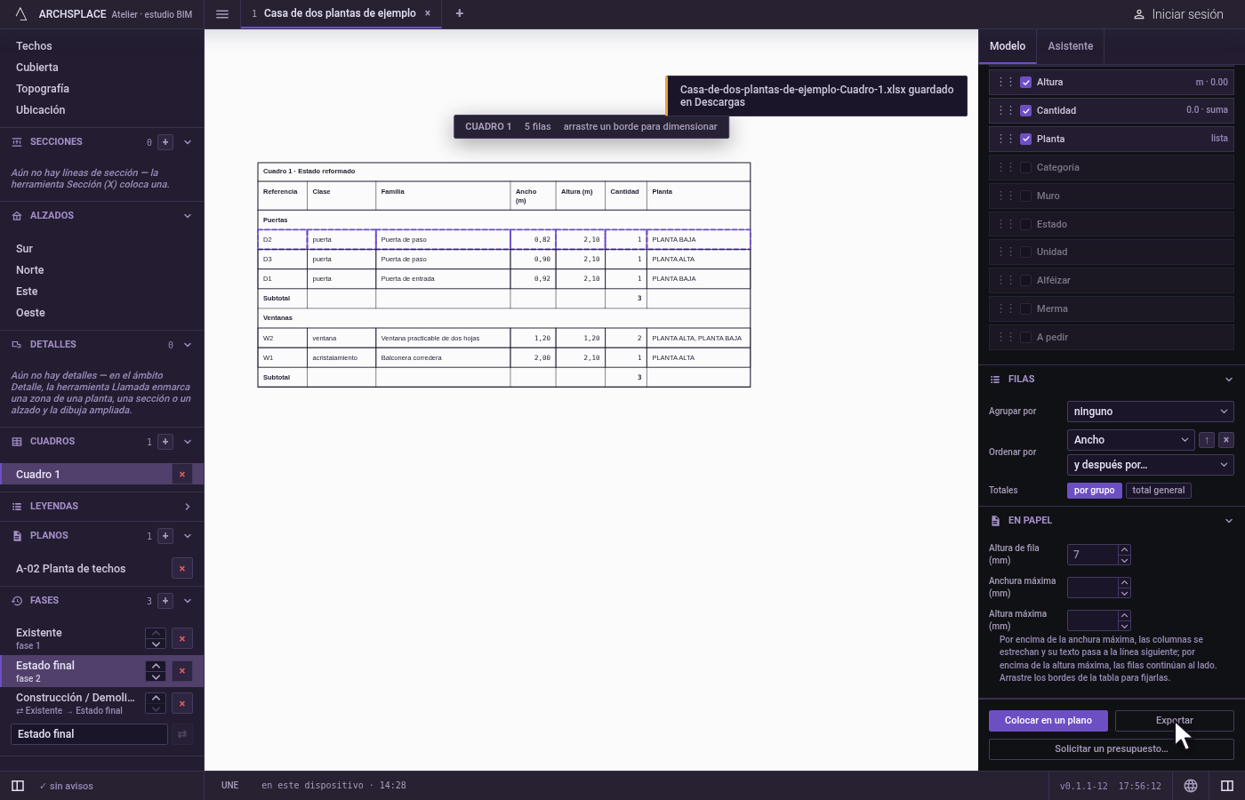 Expórtelo. Haga clic en Exportar y luego en XLSX.