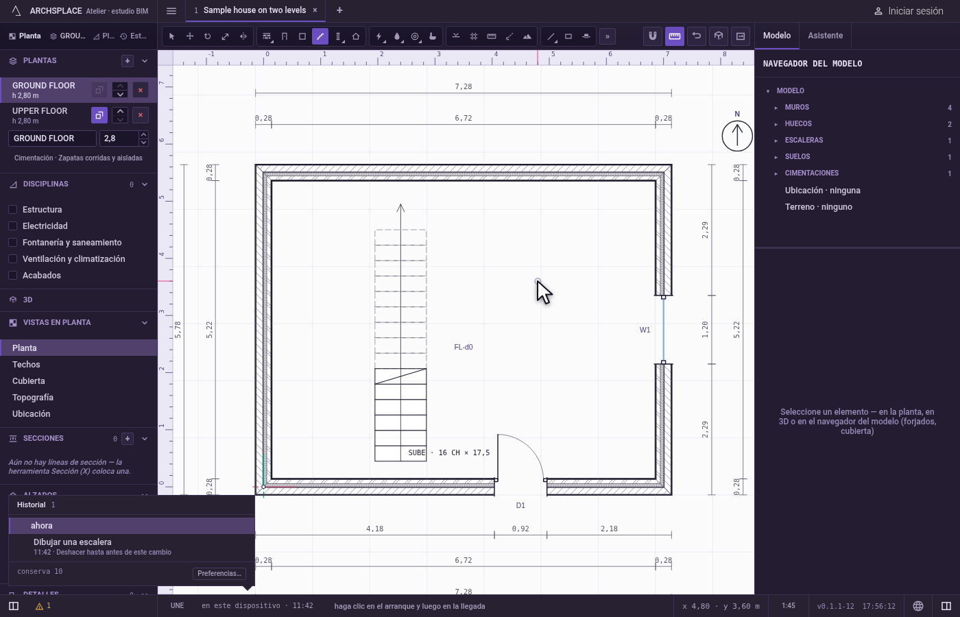 Pulse Intro. La escalera se escribe.