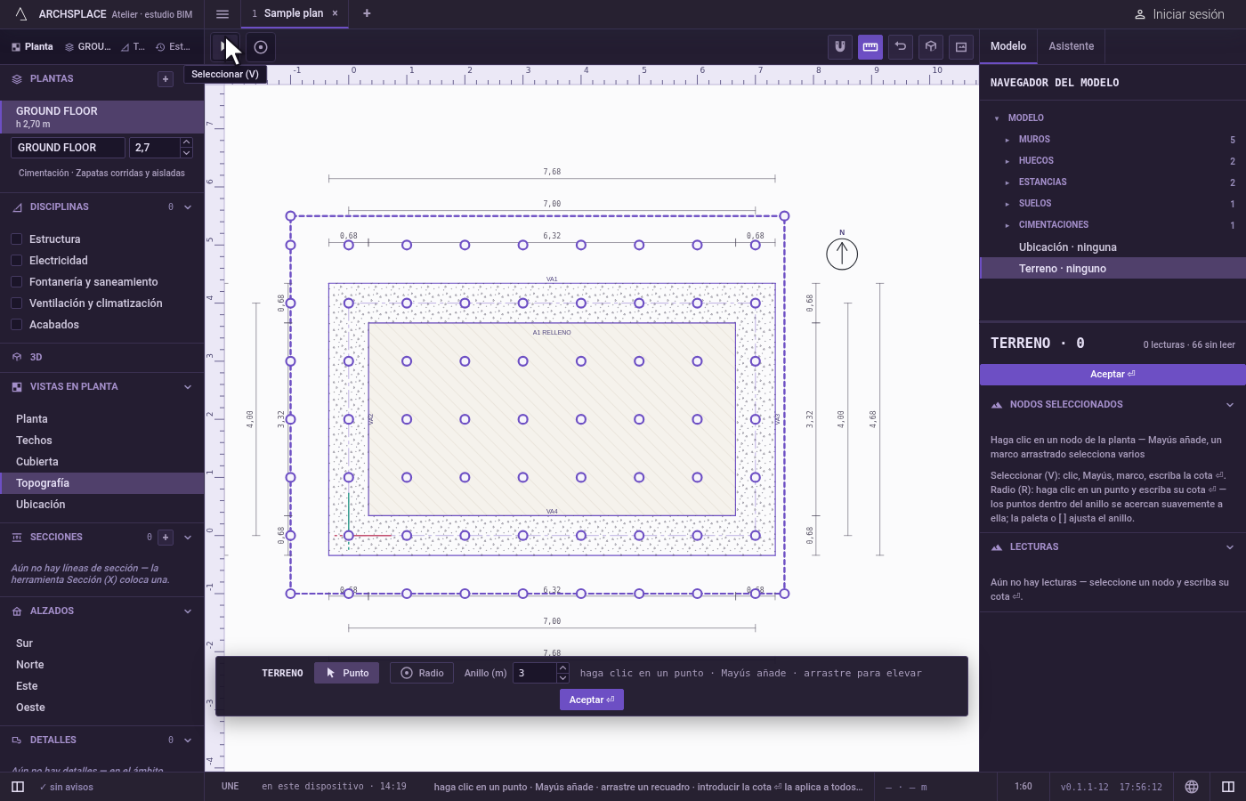 Abra el editor. Justo después de que la herramienta Terreno dibuje la parcela, el editor se abre por sí solo.