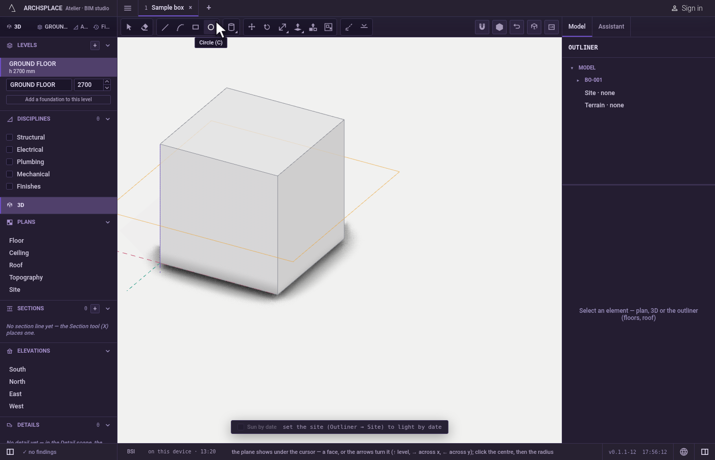 Take the tool. Press C, or click Circle among the drawing tools.
