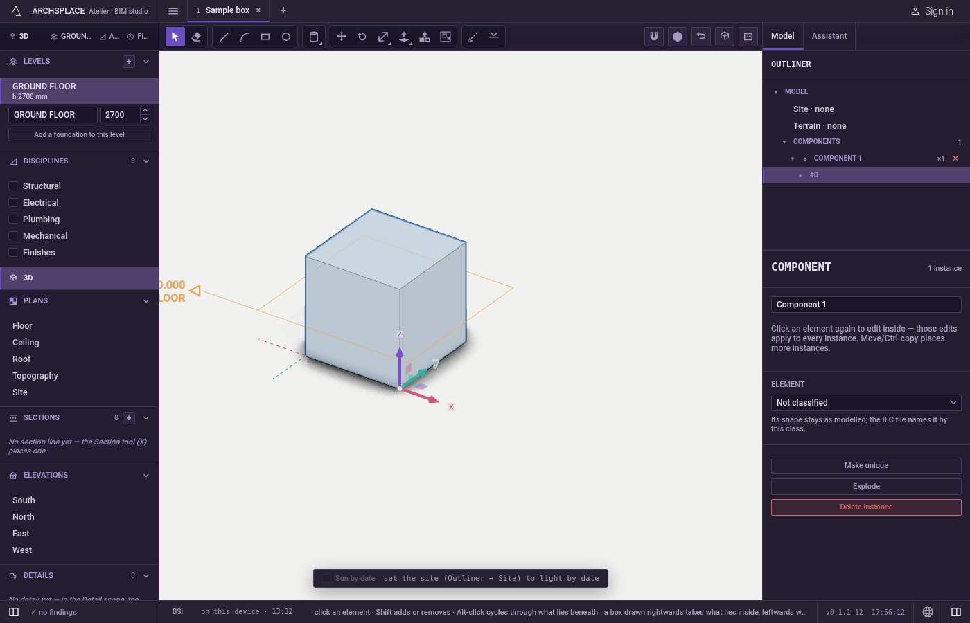 Make one. Select whole bodies, drawn lines and faces, or walls, then choose Make component in the right-click menu, or in the panel on the right (Group into component in a body's panel).