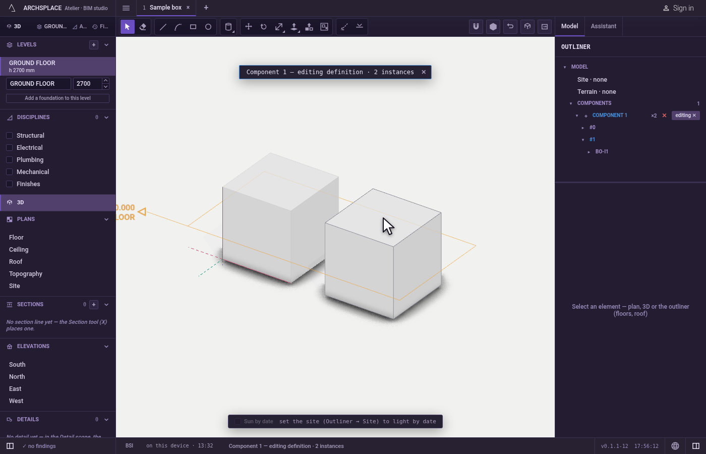 Open it. Double-click a copy, or choose Edit component in its right-click menu.