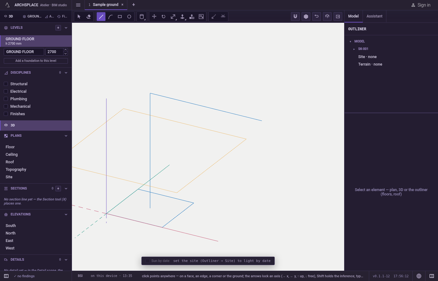 Draw the profile and the path. Draw the profile as a closed face, for example with Line or Rectangle on an upright plane.