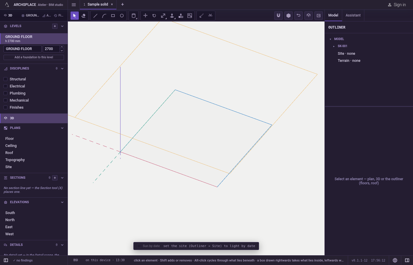 Choose what to offset. To offset some lines only, select them first with Select; otherwise go straight to the tool.