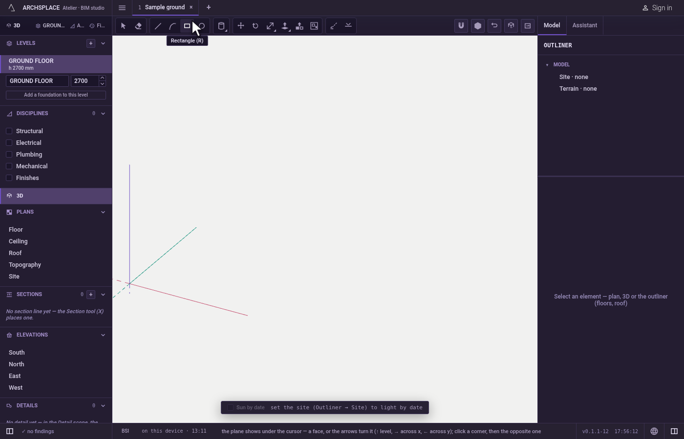 Take the tool. Press R, or click Rectangle among the drawing tools.