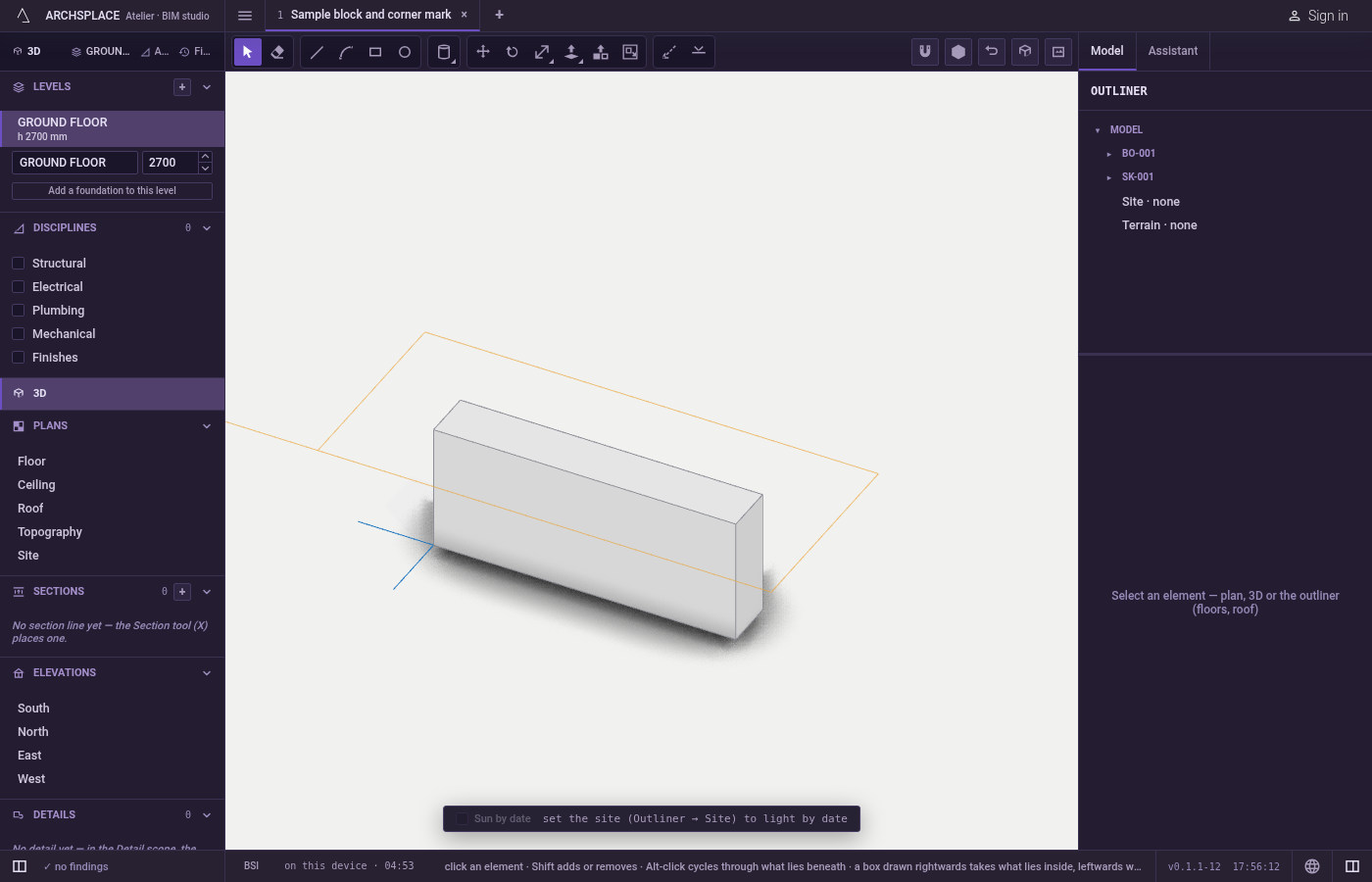 Choose what turns. Select it first, or take the tool and point at it: what the first click would take lights in orange.