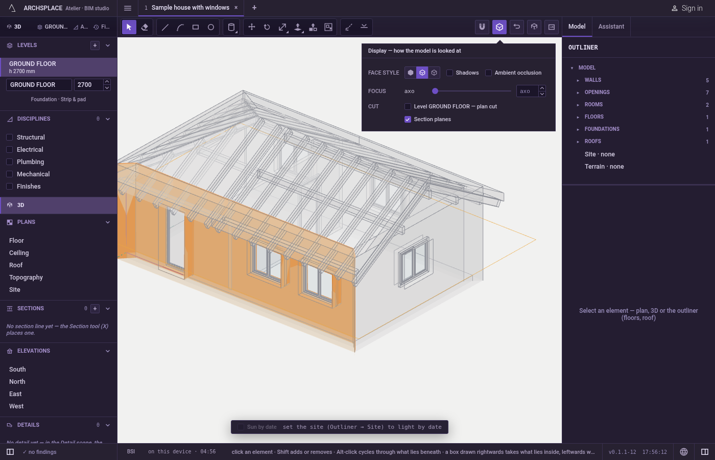 Set the light. Tick or untick Shadows and Ambient occlusion.