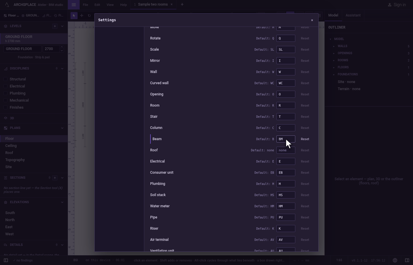Type its new key. Select the field, type BM and press Enter.
