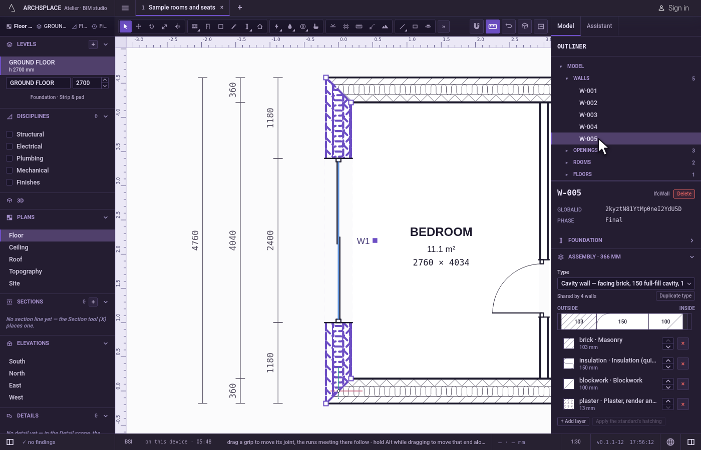 Show one in a drawing. Double-click W-005.