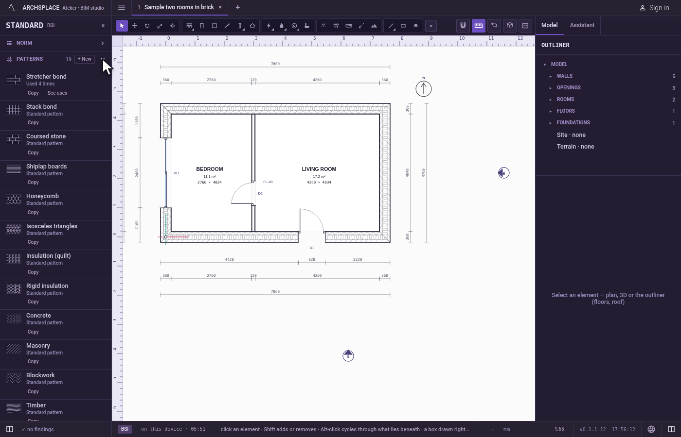 Open the patterns. Click the standard's key in the status bar, then open Patterns.