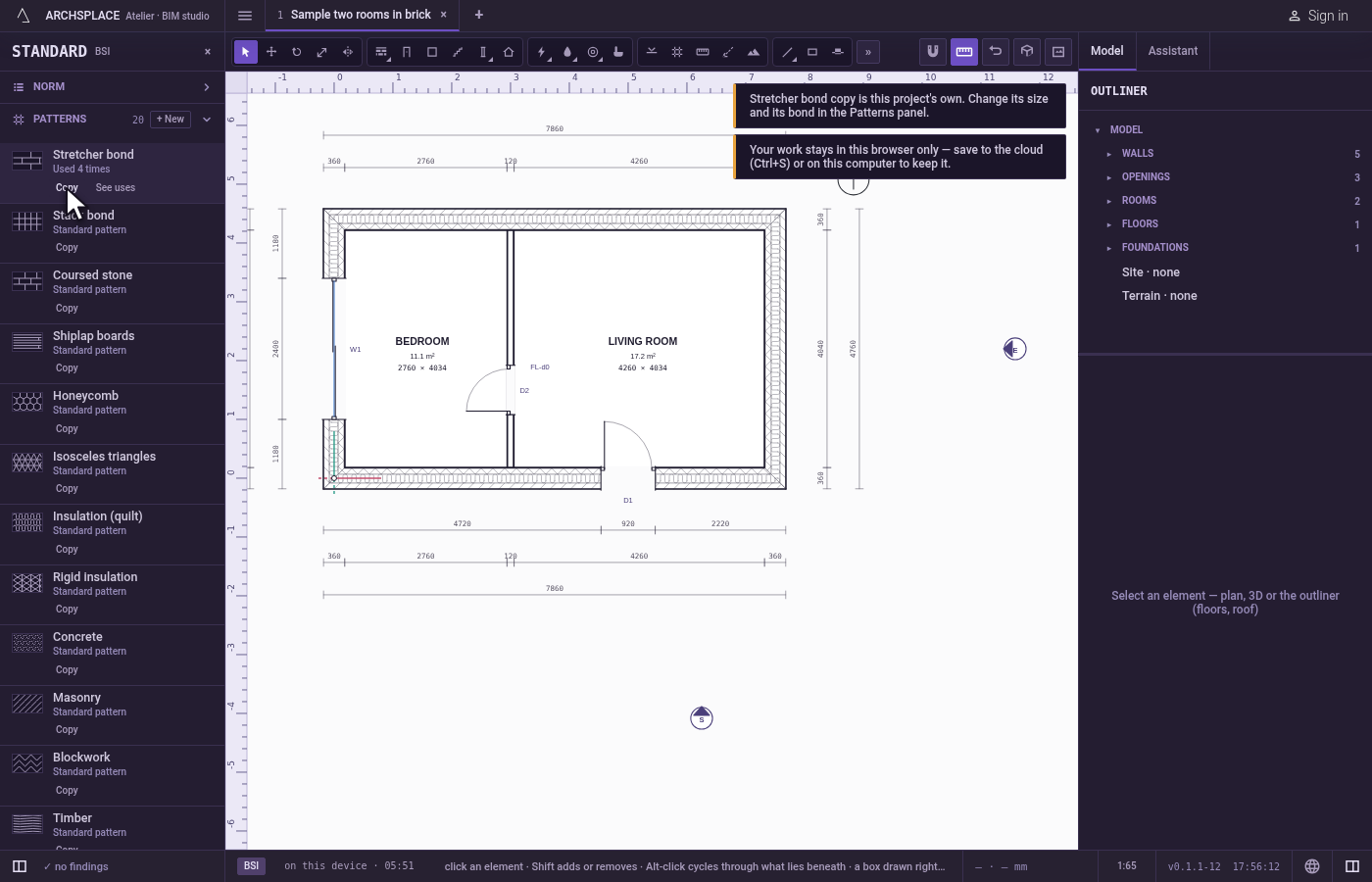 Copy a pattern. In a project under ISO, on Stretcher bond, 2M × 1M, click Copy.