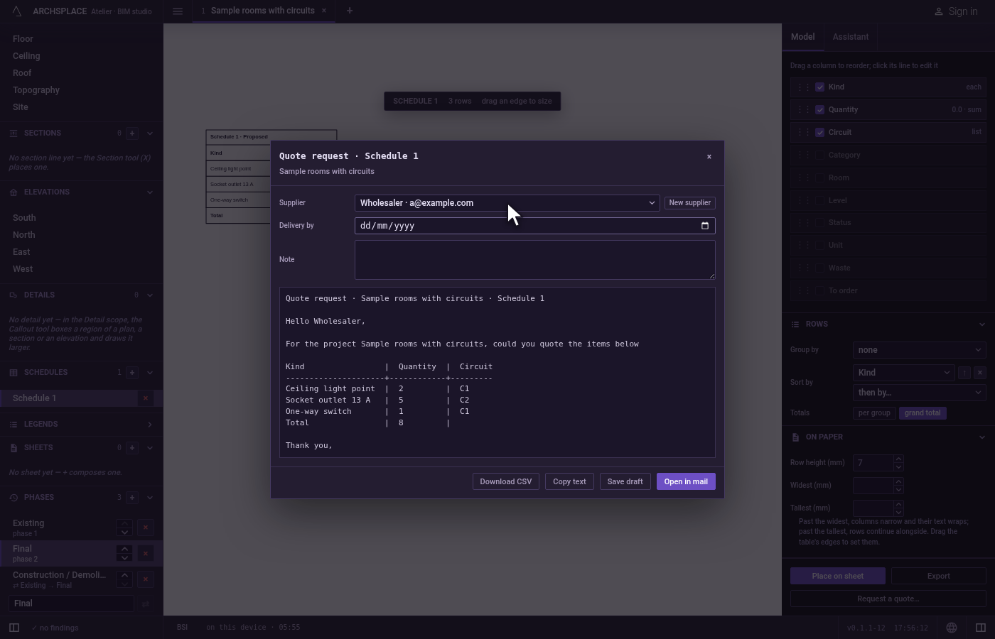 Add the supplier. If its form is not open under Supplier, click New supplier.