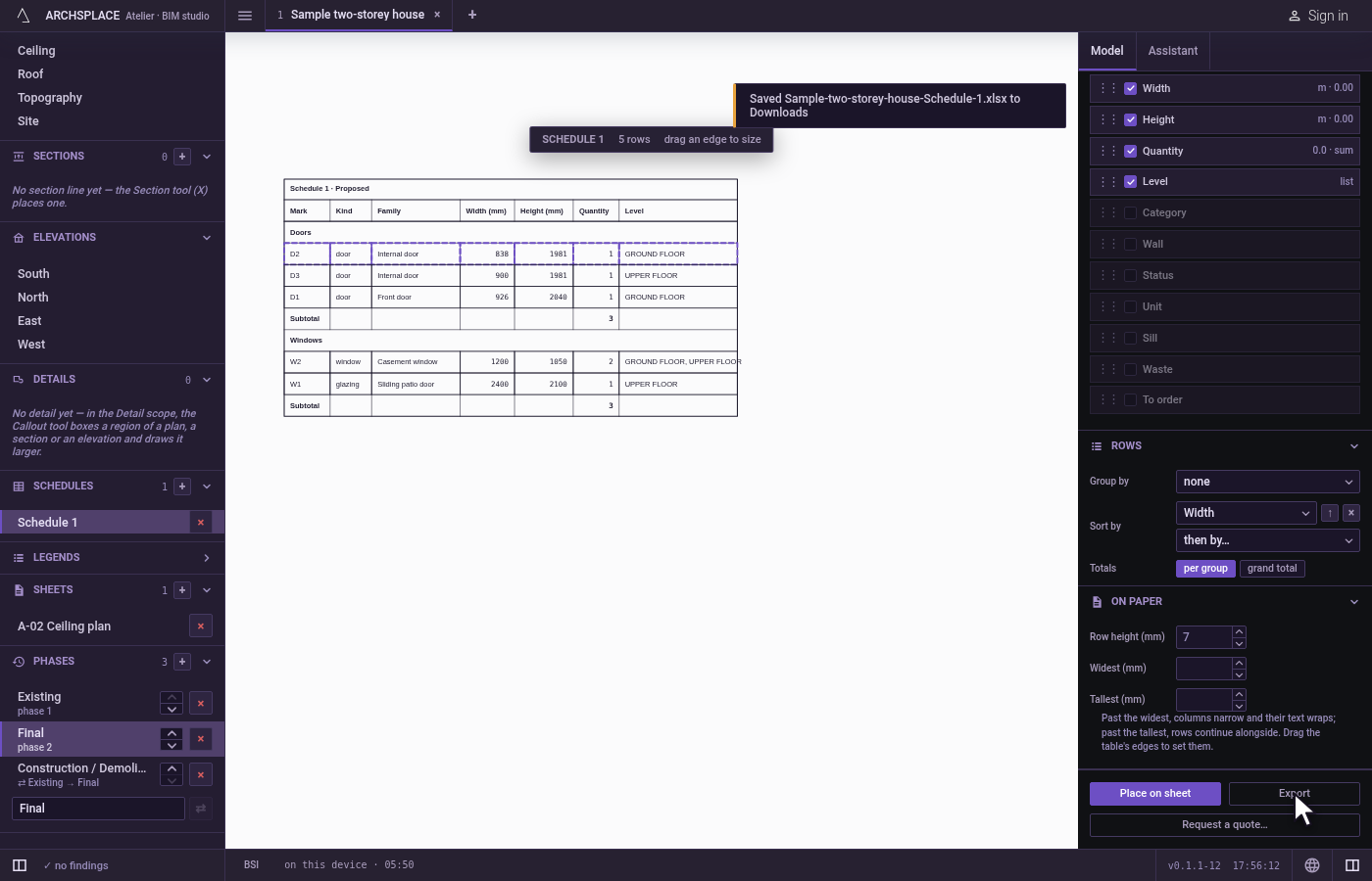 Export it. Click Export, then XLSX.