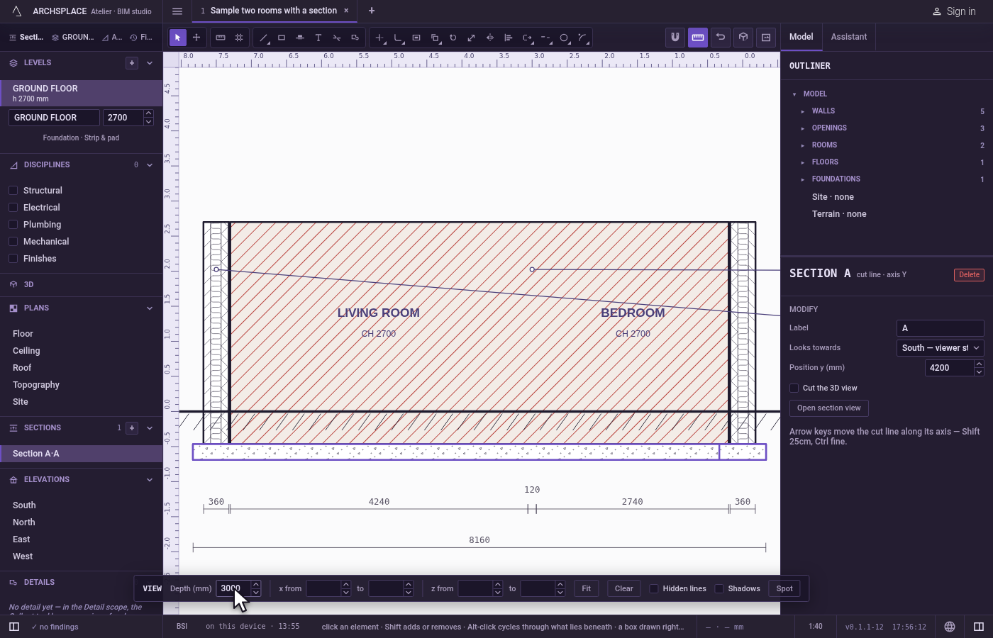 Limit its depth. In Depth, type 3000 and press Enter.