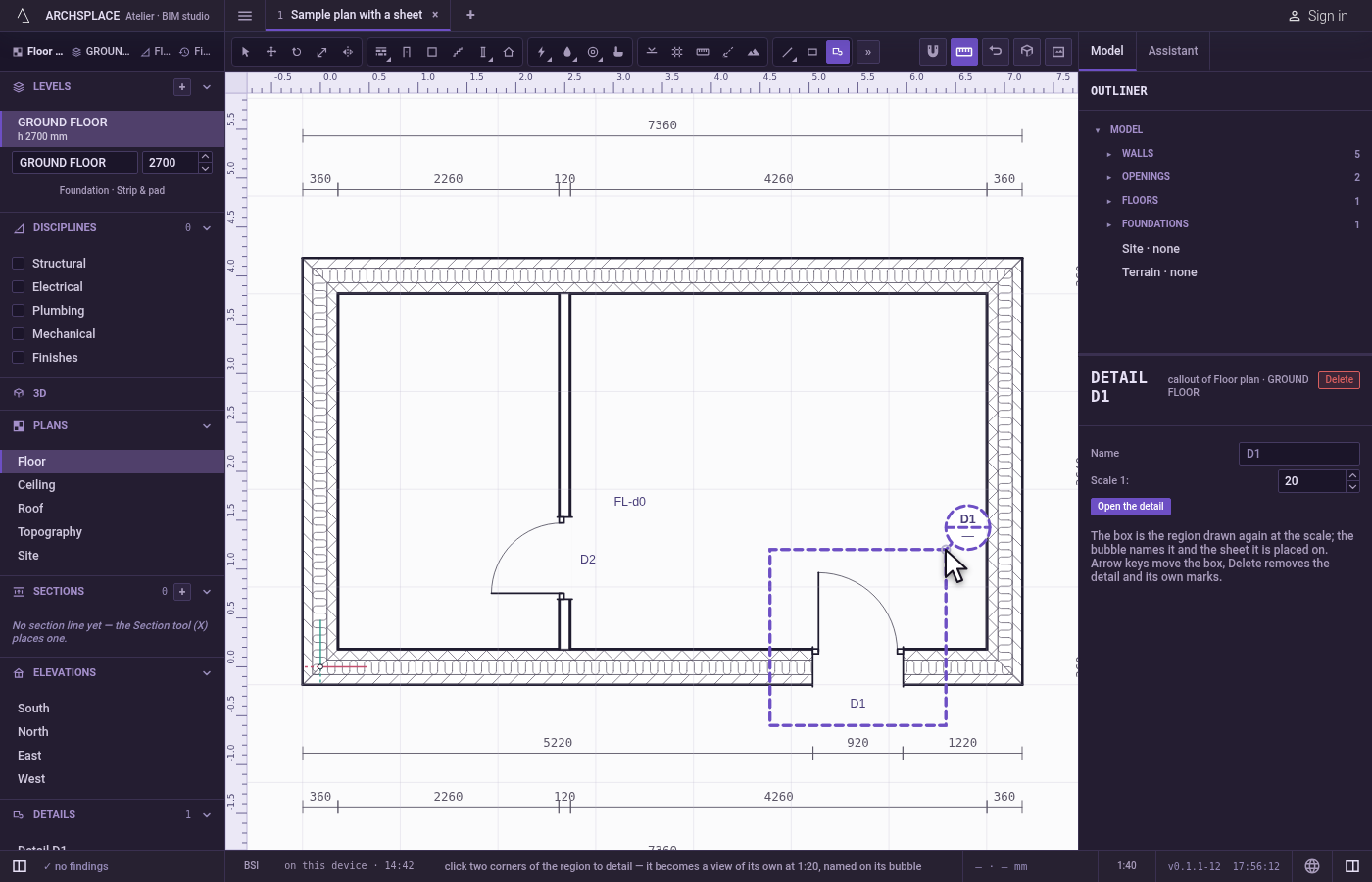 Click the opposite corner. The callout is made at once, in one step that one Ctrl+Z takes back.