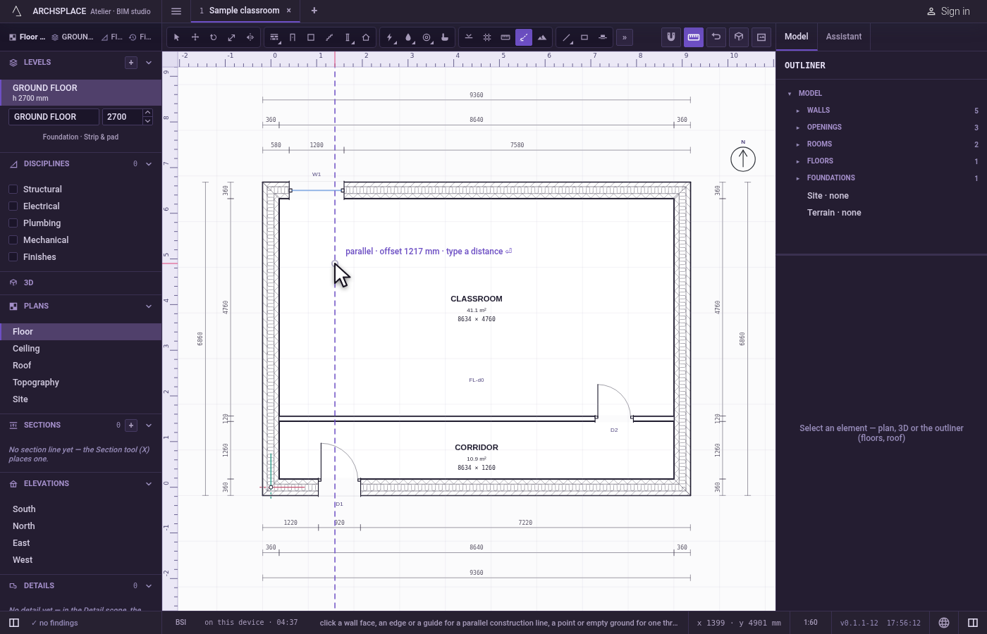 Click the reference. Click on a line the magnet follows to place a guide parallel to it.