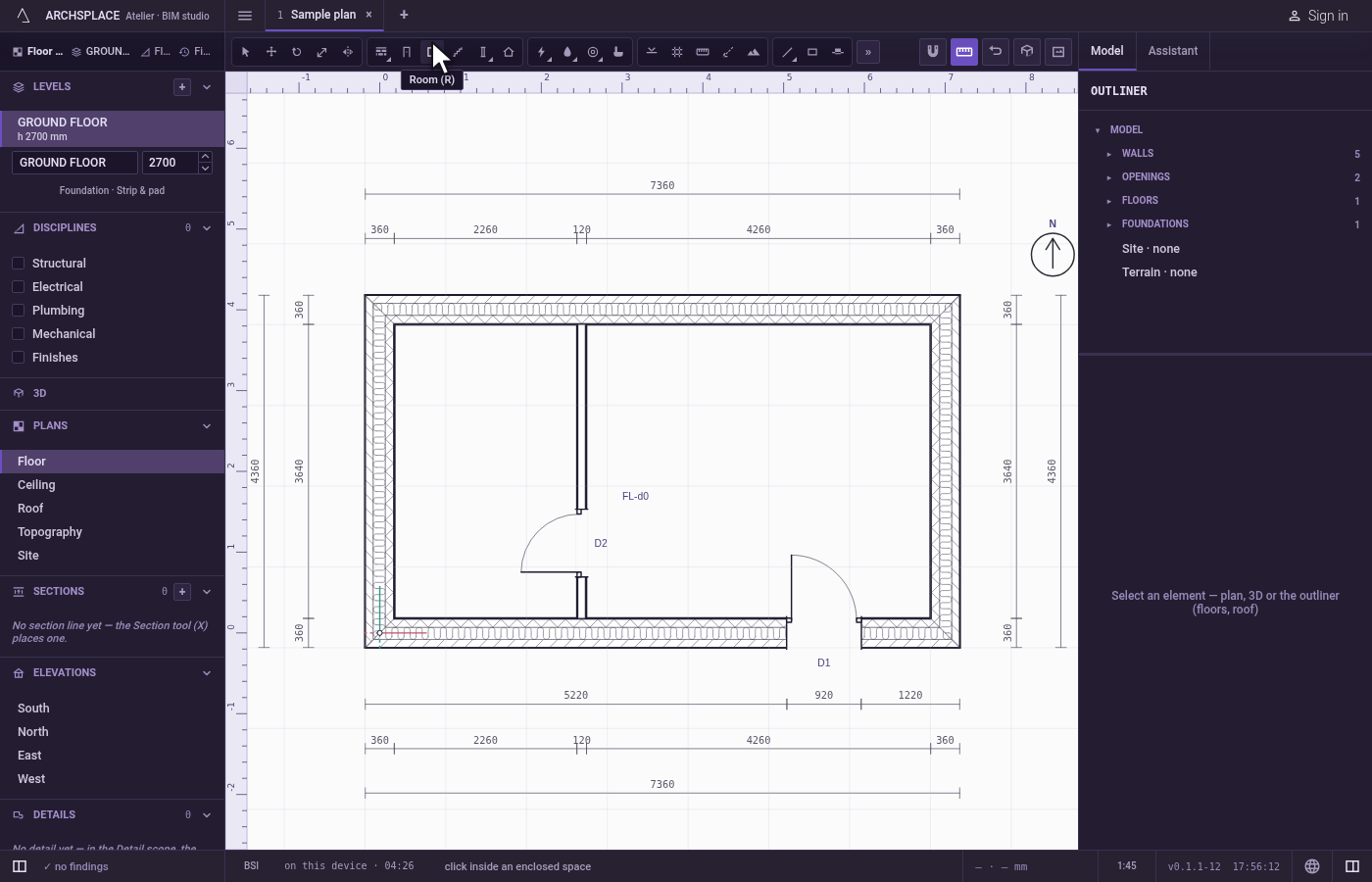 Take the tool. Press R, or click the Room button.