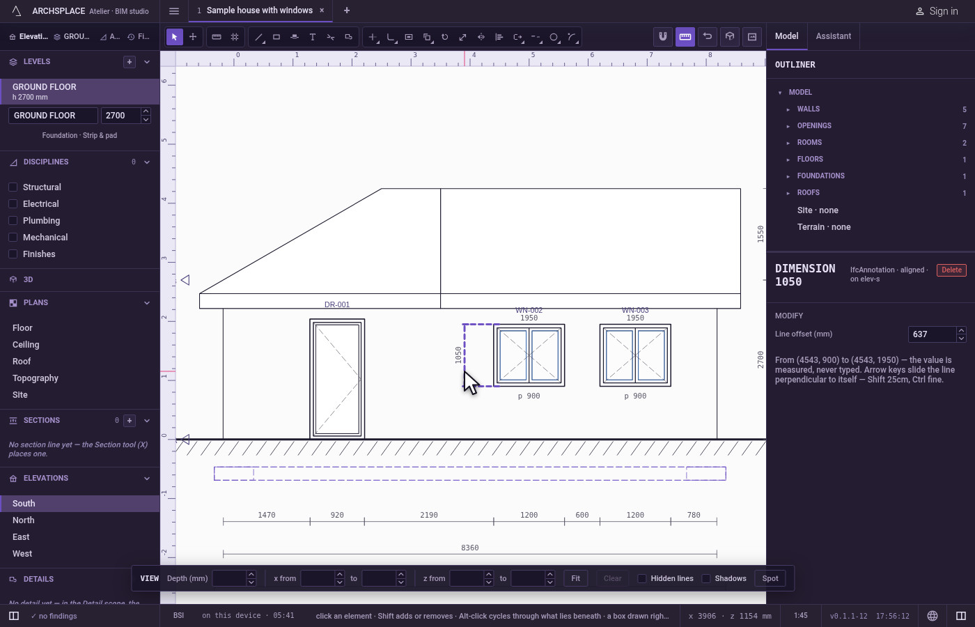 Edit it with Select. Press V and click the dimension.