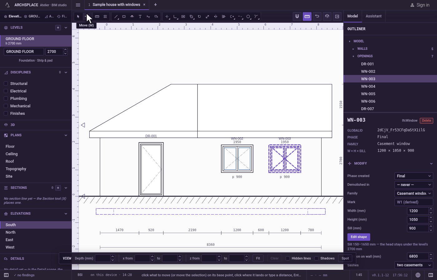 Press M. Or click Move, the second tool of the toolbar.