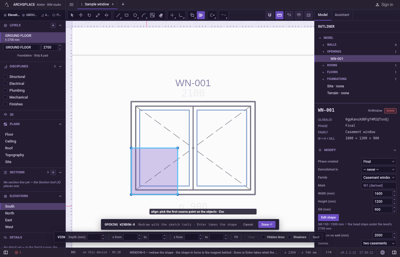 Arm Align. Type A then L quickly, or click Align on the editor's toolbar.