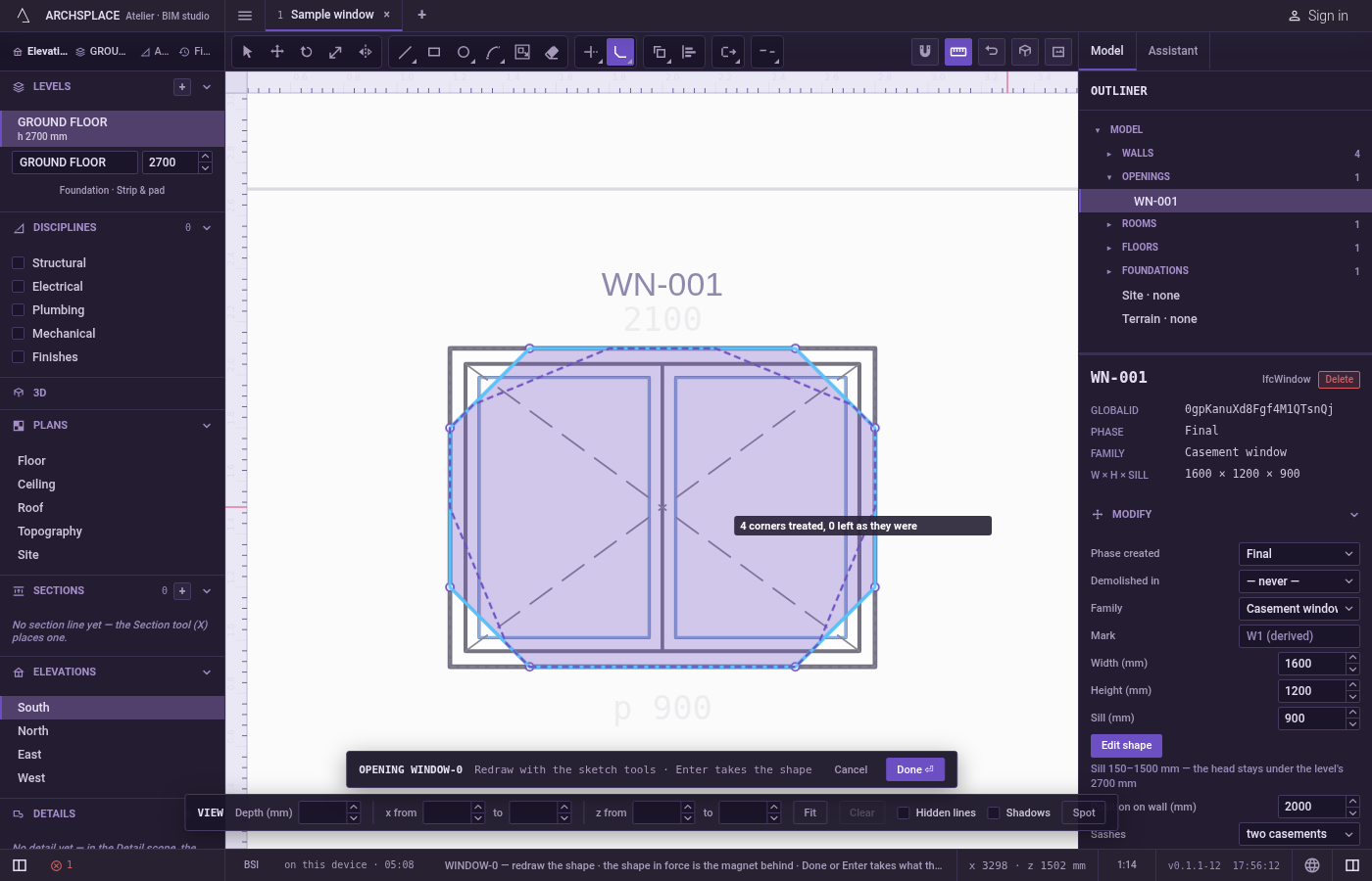 Or bevel a whole selection. Select lines with Select before arming Chamfer, set the distances, then press Enter without picking: every corner of the selected lines that takes the bevel is cut.