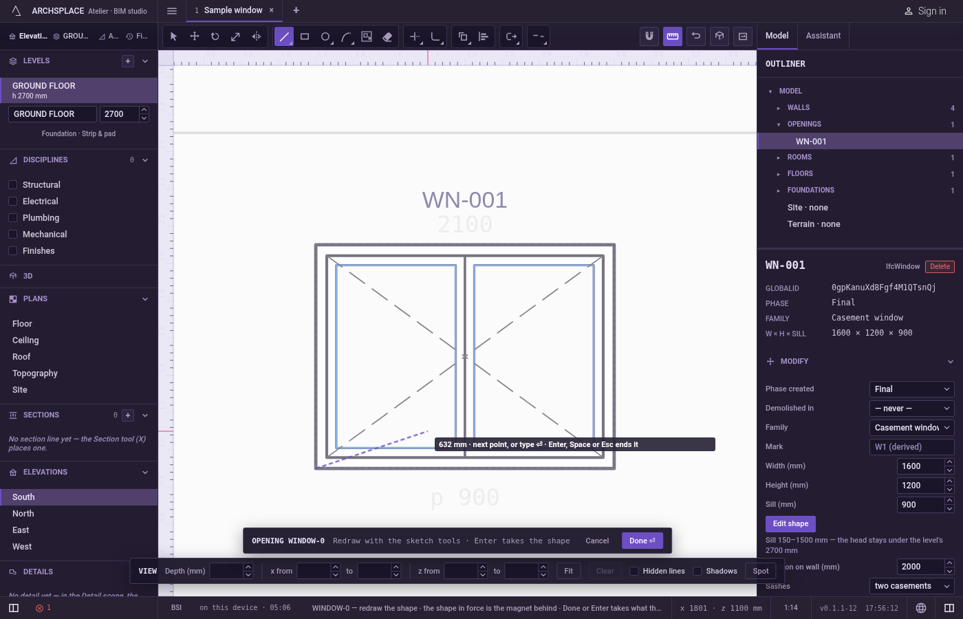 Click the first corner. It snaps to what is near, and the snap shows on the pointer.