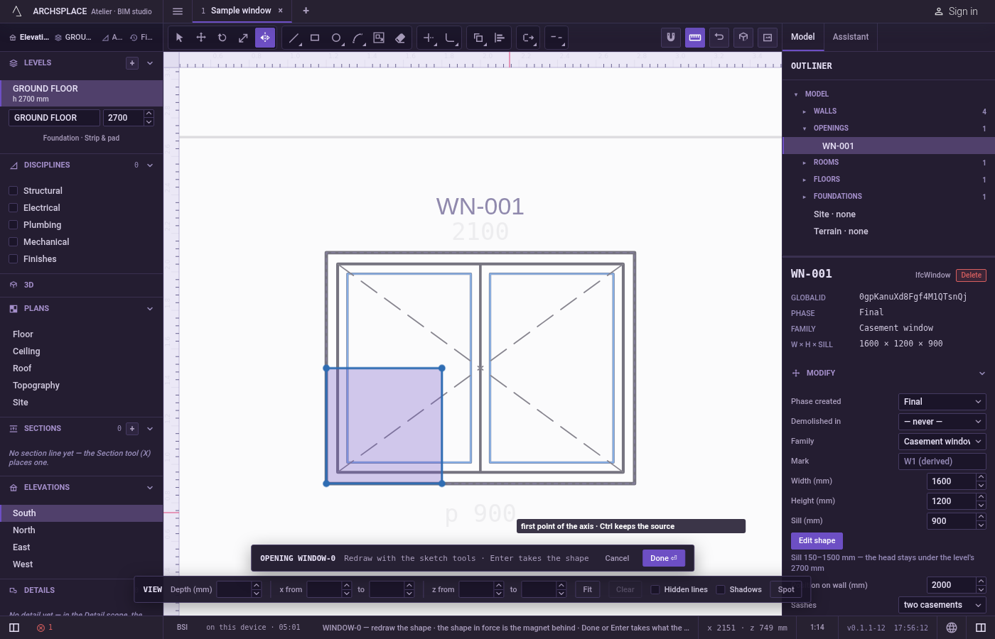 Arm Mirror. Press I, or type M then I quickly, or click Mirror on the editor's toolbar.