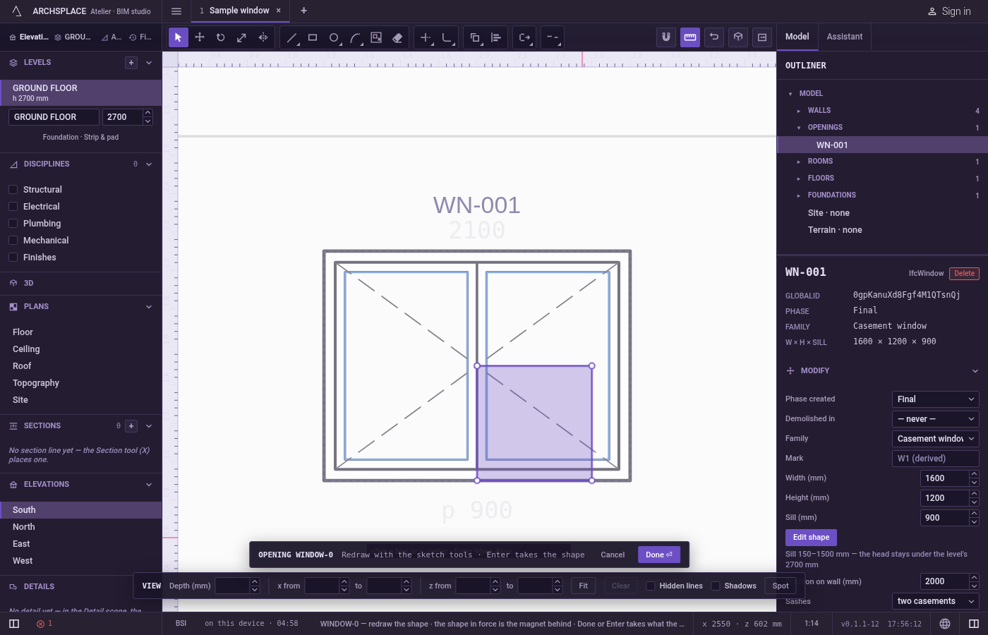 Click where it lands. A preview of the moved drawing follows the pointer, with a line from the base point, and the hint shows the distance.