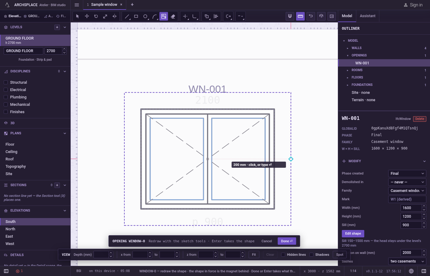 Move to set the distance. A preview of the new outline follows the pointer, and the hint shows the distance: negative inside the outline, positive outside.