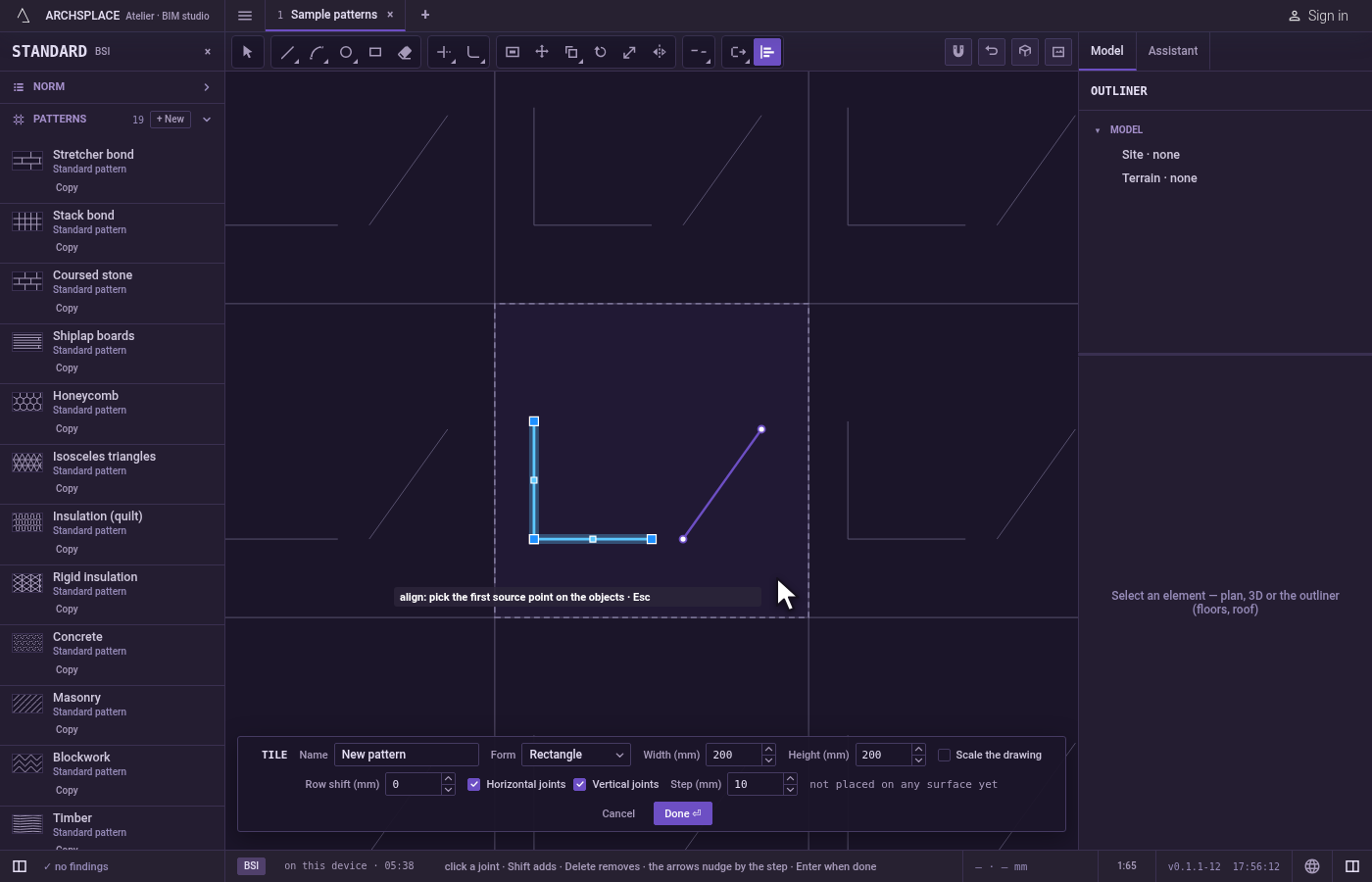 Take the tool. Type A then L one after the other, or click Align on the bar.
