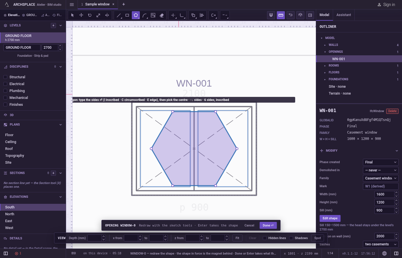 Carry on. The polygon is drawn and left selected, and the tool is ready for the next one with the same count and way.