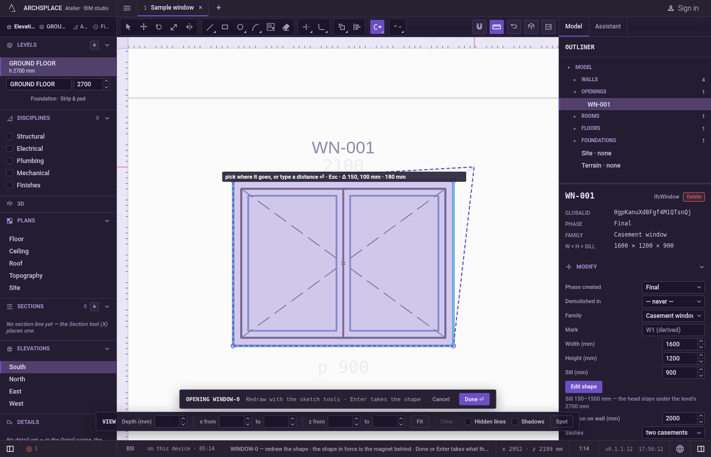 Click the base point. It snaps to corners, middles, crossings, the dimmed shape in force and the lines of the view, and you can type it as x;y.