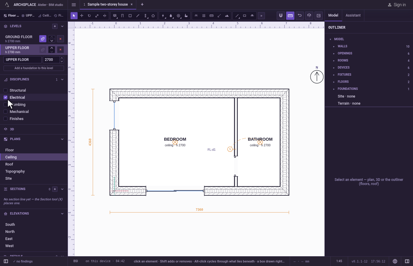 Lay the overlays you need. In the Disciplines list, tick the overlays to lay over the plan.
