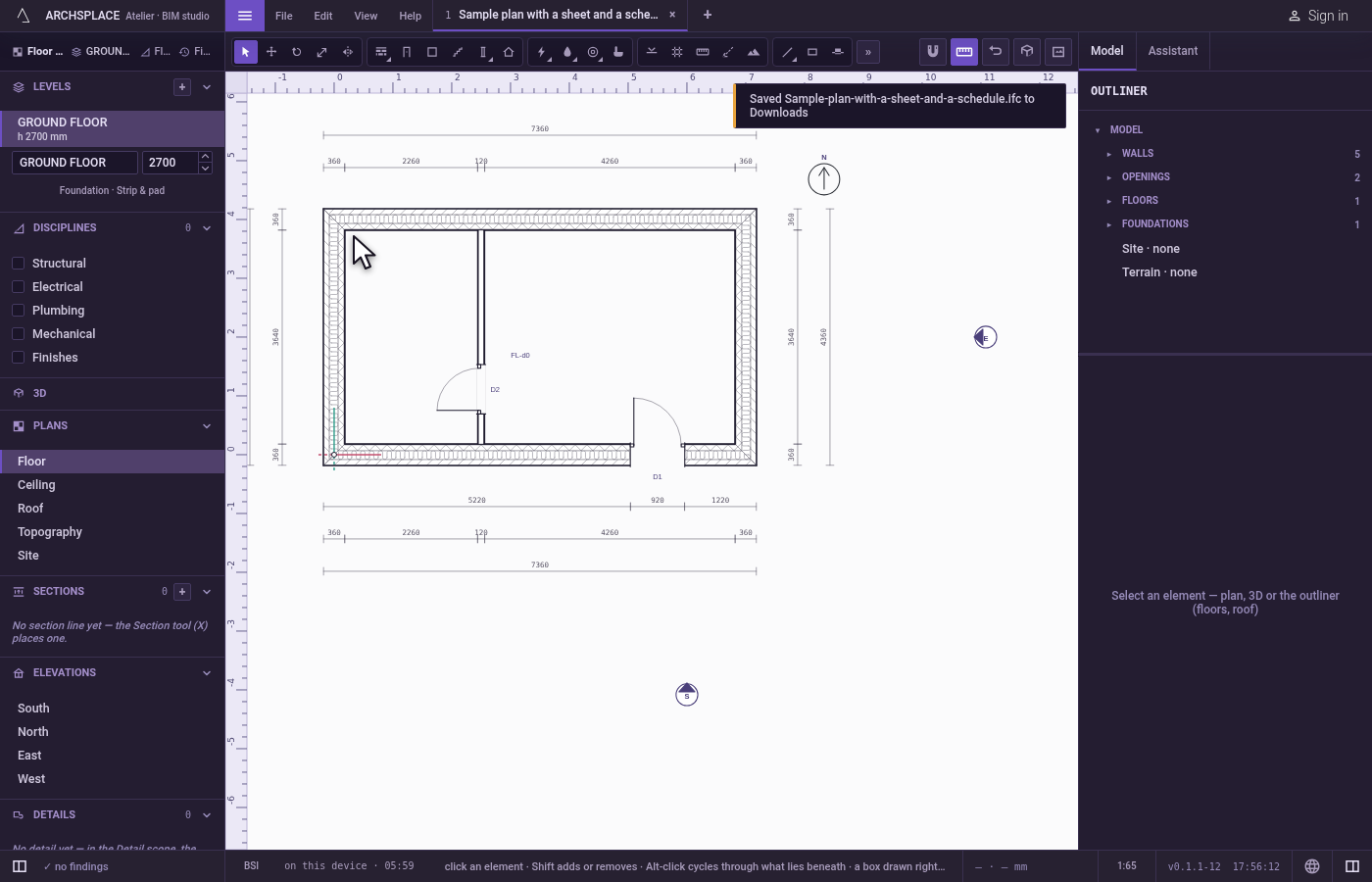 Export the model. Open File and click Export IFC….