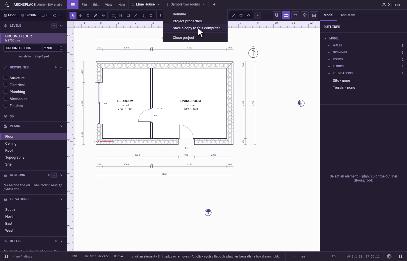 Save a copy of another tab. Right-click the tab of another open project and click Save a copy to this computer….