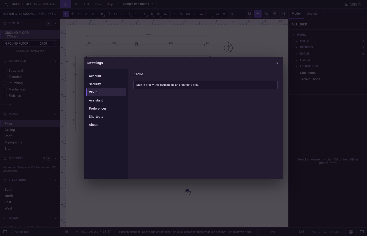 See your cloud. Open File and click Cloud projects….