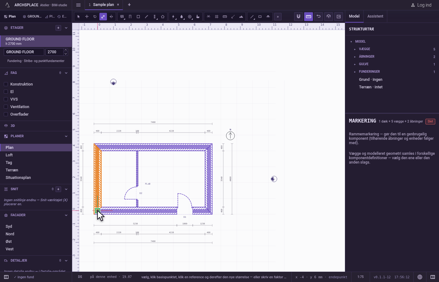 Klik basispunktet. Basispunktet bliver, hvor det er, og alt andet flyttes hen mod det eller væk fra det.